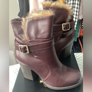 BNIB Charlotte Russe wine colored booties size 7